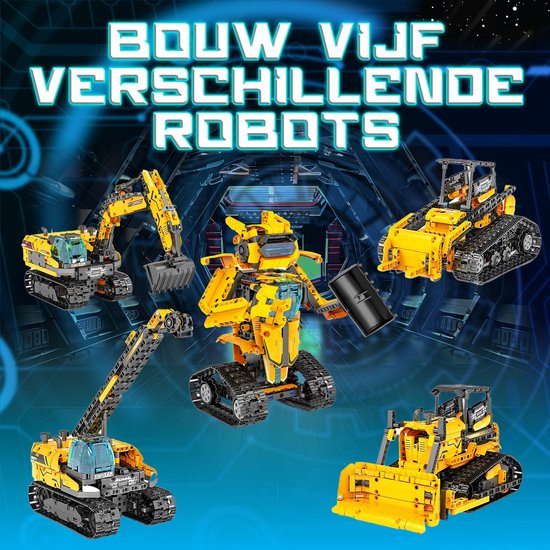 Qualitá® Roboterbaukasten 5 in 1 - Lernspielzeug - Roboterspielzeug - Roboterbaukasten - MINT-Spielzeug - Programmieren für Kinder - Interaktives Spielzeug - 736 Teile - 7-9 Jahre