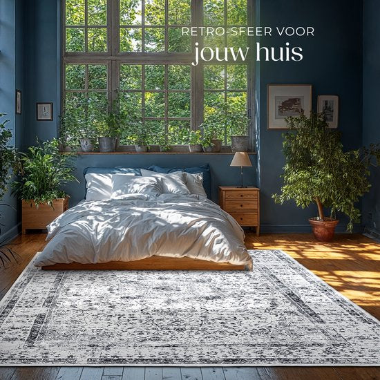 tectake - Vintage-Design-Teppich - Niederflorteppich - Aliya - 240cm x 340cm - grau