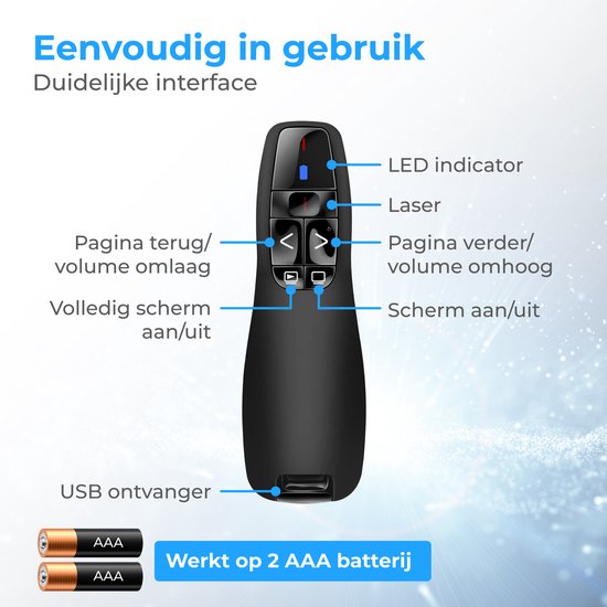 Nuvance Presentation Clicker - Laser - Pointer - Presenter - USB-Empfänger - inkl. USB-C-Adapter - Clicker