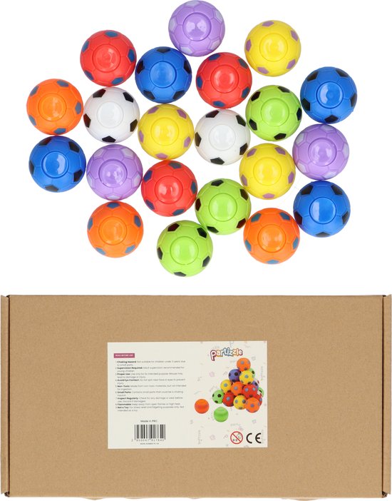 Partizzle 32x Mini Football Fidget Spinners Paket - Geschenke zum Verschenken - Grabbelton Toys Treat Gifts - Für Kinder & Kleinkinder