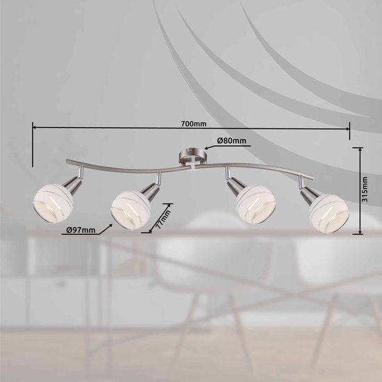 Strahler-Serie Globo Elliot XL - 700x315x211 mm (LxBxH) - 4 Leuchten - Nickel matt