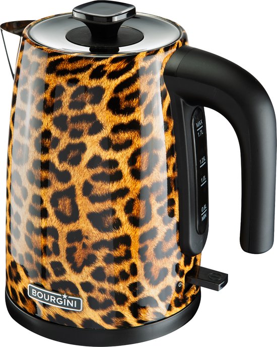 Bourgini Trendy Panther Kettle - Stilvoller Wasserkocher mit Panther-Print für moderne Küchen
