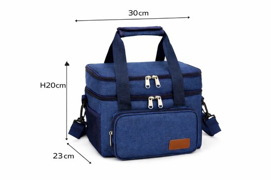 Ceruzo Kühltasche 14 l – Isolierte Lunch-Tasche – Zwei Fächer – Blau