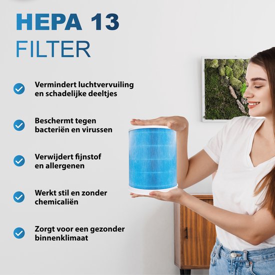 Aironex Luftreiniger mit HEPA-Filter - 40 m2 - Geeignet für Wohnzimmer, Schlafzimmer, Büro, Babyzimmer- Luftqualitätsanzeige- Wirkt gegen Staubmilben, Heuschnupfen, Allergien, Staub- Entfernt 99,97%- Luftreiniger - Luftreiniger