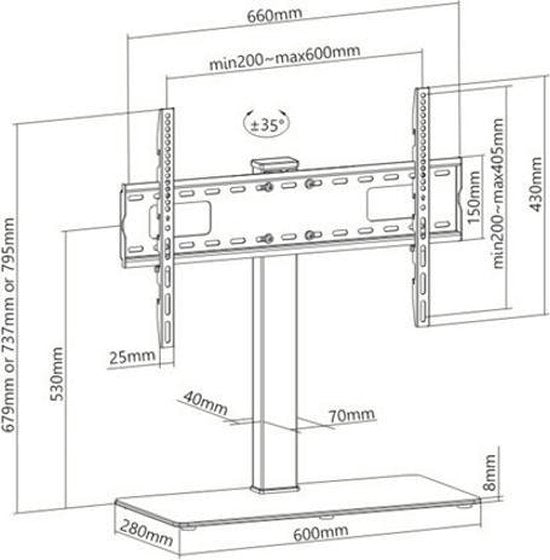 TV-Ständer - TV-Stativ - drehbar - höhenverstellbar 67 cm bis 79 cm