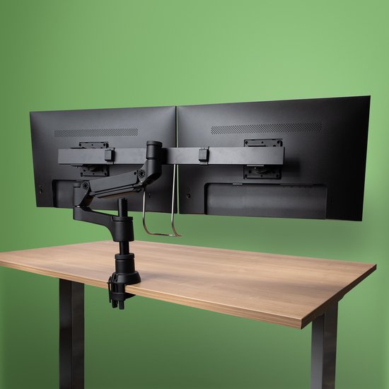 R-Go Smartbar Caparo Monitorarm für 2 Bildschirme - Gasfeder - 3–9 kg Tragkraft - Höhenverstellbar - Ergonomisch - Schwarz