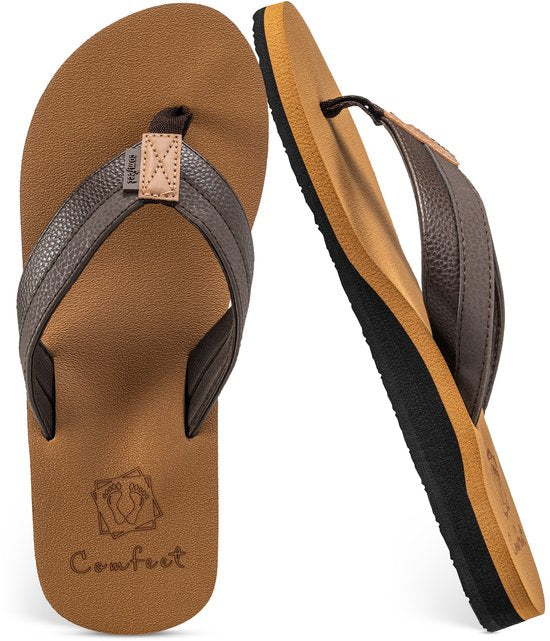 Pantoffeln Männer - Sandalen - Braun - Größe 42 - Comfeet