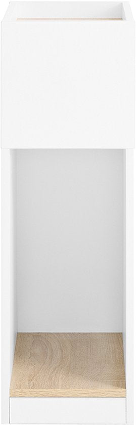 SoBuy Schmaler Nachttisch mit Schublade und offenem Regal - 25 x 35 x 60 cm - Platzsparendes Design - MDF - Skandinavischer Stil - Holzfarbe