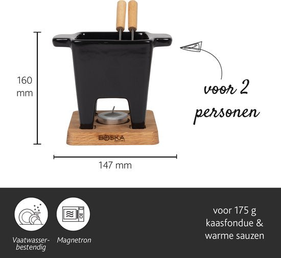 Boska Tapas Fondue-Set Nero - Fondue-Set - für 175 Gramm Käse - 300 ml