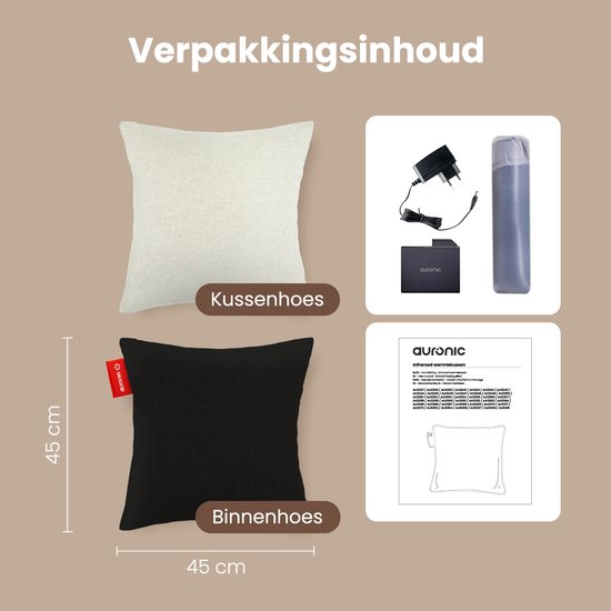 Auronic - Wärmekissen - 45x45 - Kabellos - Wiederaufladbar - Infrarot - Beige
