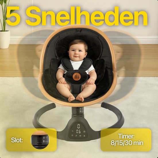 MATTI® - Elektrischer Schaukelstuhl - Babyschaukel - Schaukelstuhl - Babyschaukel - Inkl. Bluetooth & Fernsteuerung