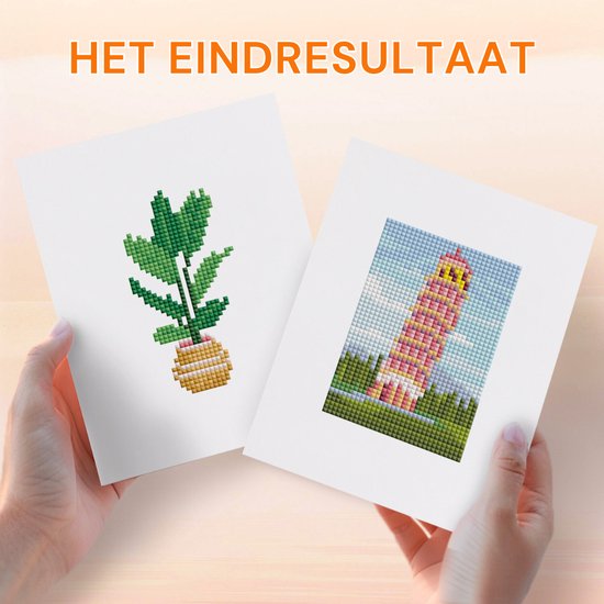 Rubye® Mini-Diamant-Gemälde - 2 Stück - Set - Erwachsene - Diamant-Gemälde Kinder - Turm von Pisa & Zimmerpflanze - 15x20cm