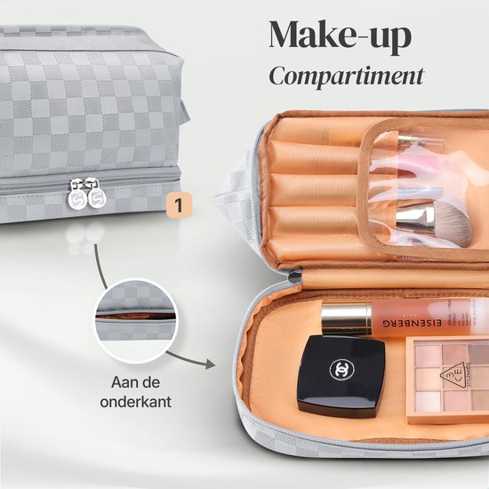 Skycases Travel Essentials - Kulturtasche und Make-up-Organizer - wasserdicht und kompakt - geeignet für Reisen und den täglichen Gebrauch - Unisex - Silber