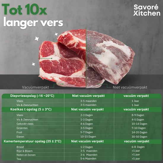 Savoré Kitchen Vakuumbeutel Lebensmittel - Mehrere Größen - 150 Stück - Vakuum- und Sous-Vide-Beutel - BPA frei