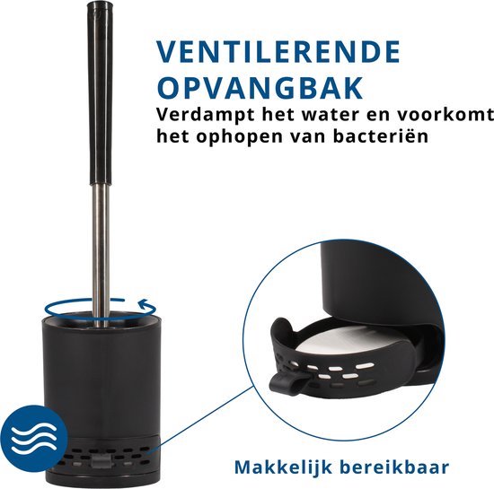 EasyPicks Premium Toilettenbürste - Toilettenbürste - mit Halter - antibakteriell - mit Geruchsspender - schwarz