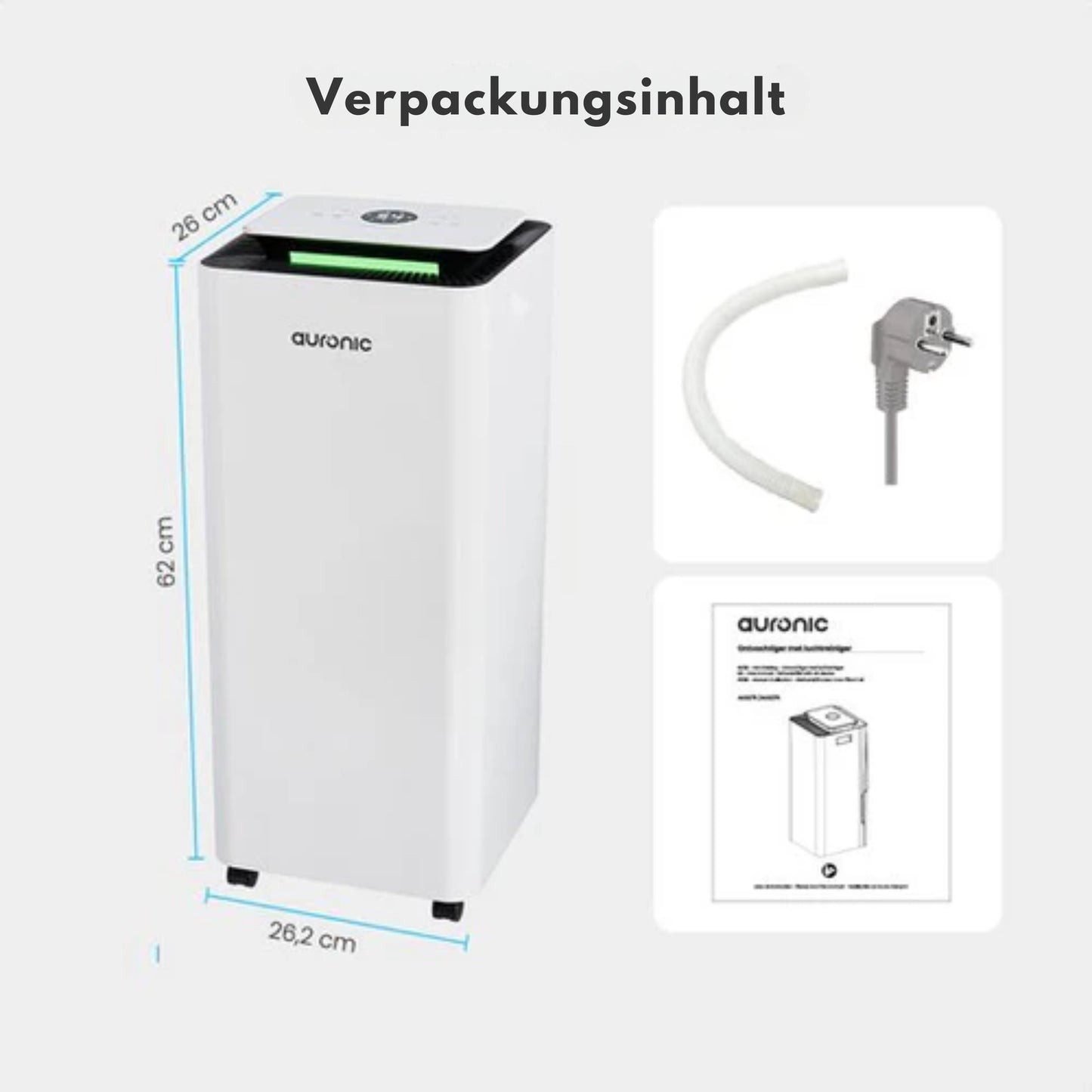 Auronic Luftentfeuchter und Luftreiniger - Pro Series - 16 l pro Tag - Waschtrockenfunktion - Schlafzimmer, Badezimmer und Wohnzimmer - Weiß
