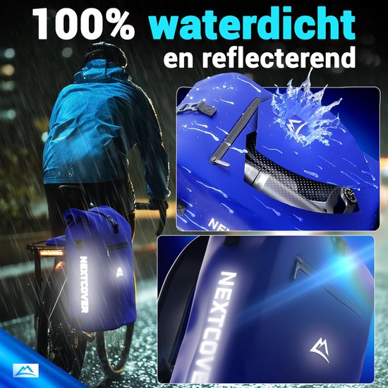 Nextcover 3in1 Fahrradtasche Single für Gepäckträger [PVC frei] | Wasserdichte Fahrradtasche, Rucksack und Umhängetasche 25L | Ideal für Laptop und Wocheneinkauf | Fahrradtasche Single | Fahrradtaschen