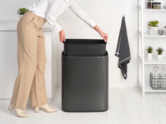 Brabantia Bo Touch Bin Mülleimer - 1 Fach - 60 Liter - Confident Grey