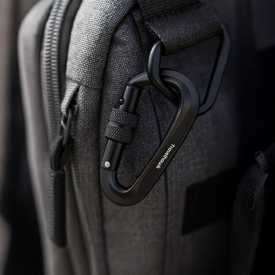 Travelhawk Karabiner - Musketonhaken mit Schraubverschluss - Karabiner Schlüsselanhänger - Aluminium - Schwarz