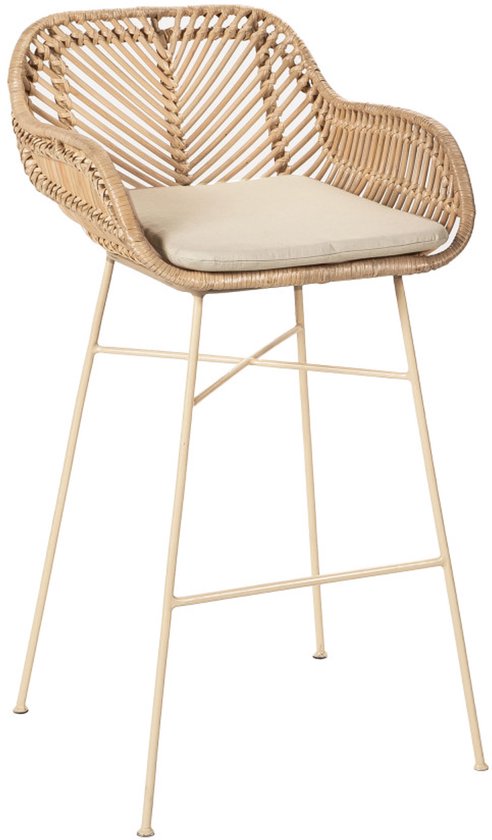 Nunuhai – Set aus 2 Rattan-Barhockern mit beigen Beinen, Höhe 68 cm