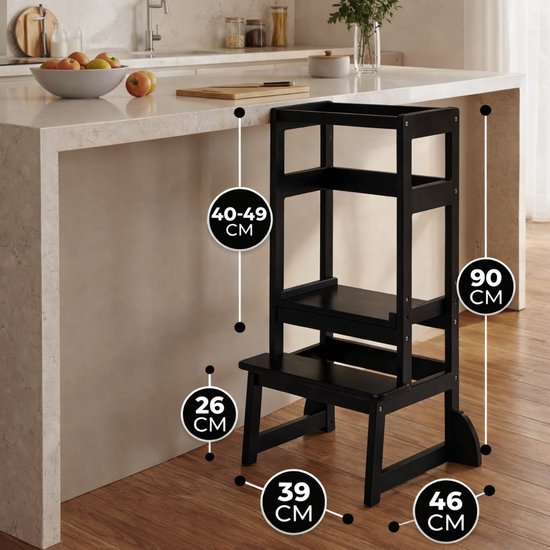 Oemmie Lernturm - Lernturm - Montessori Lernturm - Lernturm Kitchen Aid - Lernturm - Step up - Kindertreppe - Schwarz