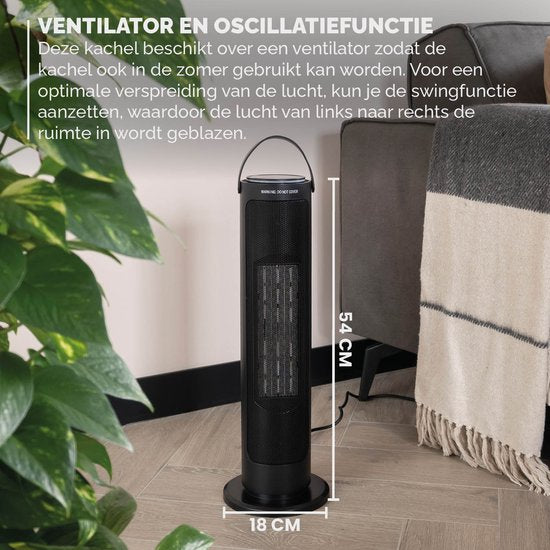 BREND BR-2221 Keramik-Heizlüfter - 2000W - ECO-Modus & Thermostat 15-35°C - Elektroheizung - Schwarz