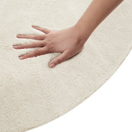 tectake® Kurzflorteppich - Rund - Ø120 cm - Creme - 1630 g/m² Florgewicht - Teppich für Wohnzimmer, Schlafzimmer, Esszimmer - Pflegeleicht und waschbar - Anti-Rutsch-Unterlage - Allergikerfreundlich - Verschiedene Größen und Farben