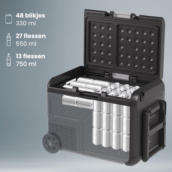 Auronic Electric Cool Box - Kompressor - Mit Rädern - 12V 230 Volt - Auto - 40L - Kühlbox - Schwarz/Grau