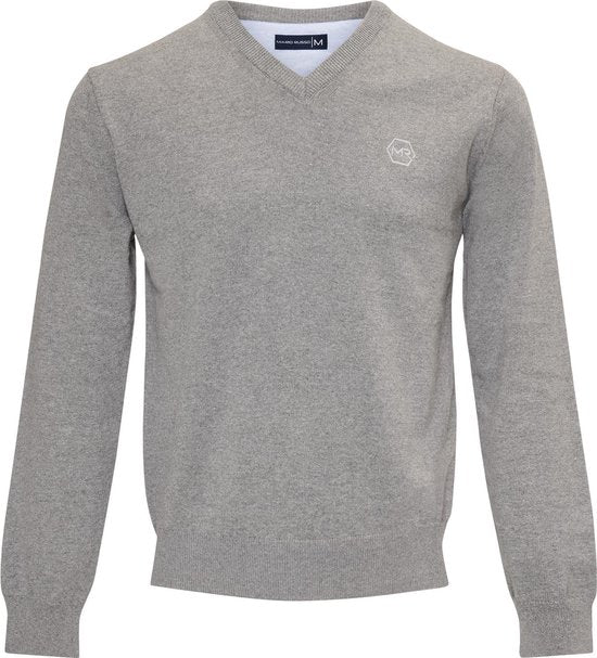 Mario Russo Pullover - Hellgrau - Größe L - Italienischer Schnitt - 85% Baumwolle Pullover