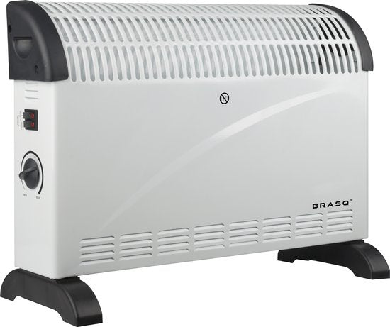 BRASQ Elektroherd mit Konvektor - Elektroherd - Kompakt und leise - Einstellbarer Thermostat 750/1250/2000 Watt - Heizung weiß - CH300