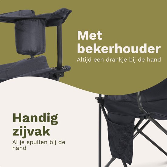 TRVLMORE Campingstühle XXL - klappbar - 2er-Pack - 160KG Tragkraft - Inkl. Tragetasche - Klappstuhl - Angelstuhl - Campingstuhl - Klappstuhl - Grau