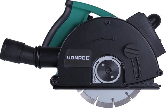 VONROC Wall Router - Grabenfräse + Laser - 1700W - Ø150MM - Inkl. 2 Diamantscheiben & Vakuumadapter