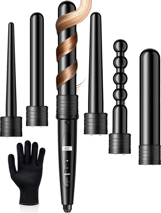 VAIVE - Lockenstab mit 6 Aufsätzen - Lockenstab - Lockenstäbe - Lockenstab - 32mm - 19mm - 25mm