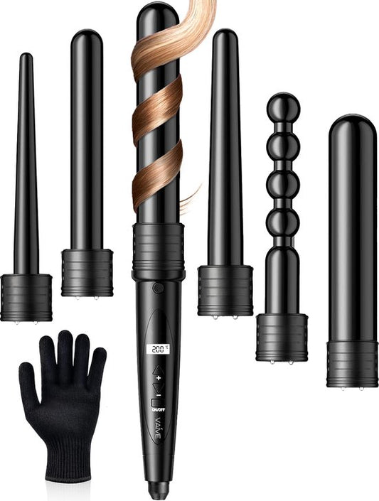 VAIVE - Lockenstab mit 6 Aufsätzen - Lockenstab - Lockenstäbe - Lockenstab - 32mm - 19mm - 25mm