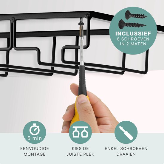Weinglashalter - Hängendes Weinglasregal - Weinglasregal - Hängendes Glasregal - Mattschwarzes Metall