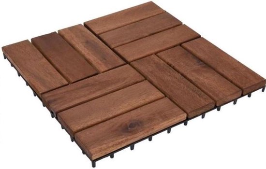 Terrassenfliesen Akazienholz Set 9 Stück - 30x30cm - Gartenfliesen