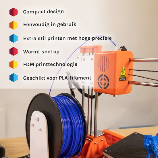 3D&Print 3D-Drucker für Anfänger, Kinder - Bausatz - Starterpaket für Kinder - Orange