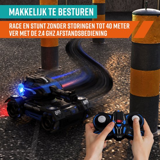 NAPI Steuerbares Auto RC-Panzer - Mit Kugeln - 2 Batterien und Rauchgenerator - Für Jungen - Outdoor - Panzerschieber