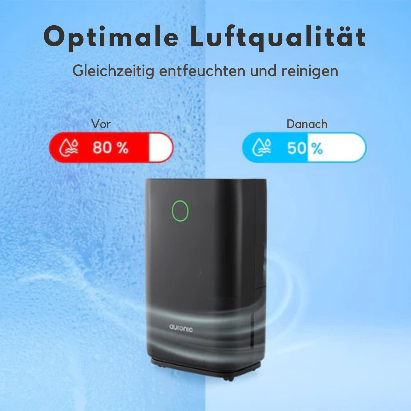 Auronic Luftentfeuchter - Compact Series - 20L pro Tag - Waschtrockenfunktion - Schlafzimmer, Badezimmer und Wohnzimmer - Feuchtigkeitsentferner für den Haushalt - Schwarz