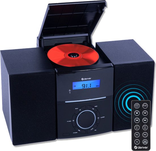 Denver Stereo-Set - FM Radio - CD Player - Radiowecker - 30 Voreinstellungen - AUX - Schwarz