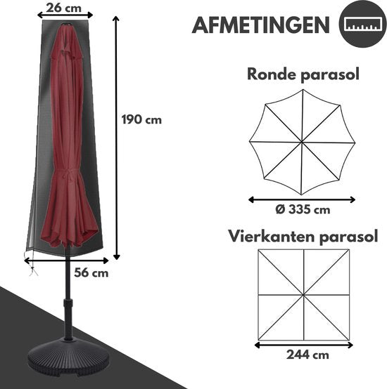 VAIVE Wasserdichter Sonnenschirmbezug 600D mit Reißverschluss - Für schwimmenden Sonnenschirm und stehenden Sonnenschirm