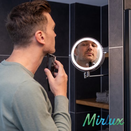 Mirlux Make-up-Spiegel - Mit LED-Beleuchtung - 5fache Vergrößerung - Rasierspiegel