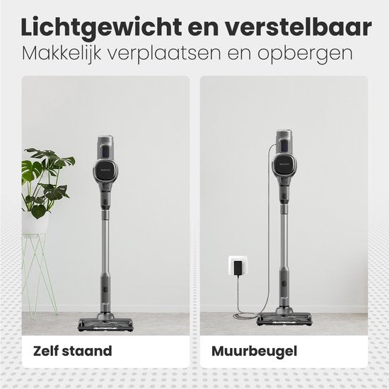 Auronic - Stabstaubsauger kabellos - 220 Watt & 23 kpa Saugleistung - Ausgestattet mit Extra-Akku und waschbarem Hepa-Filter - Bis zu 100 Minuten Betriebszeit - Grauer Kunststoff und Metall