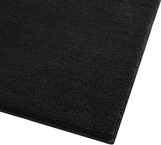 tectake - Kurzflorteppich - 120 x 170 cm - Schwarz - Teppich für Wohnzimmer, Schlafzimmer, Esszimmer - Pflegeleicht und waschbar - Anti-Rutsch-Unterlage - Allergikerfreundlich - Verschiedene Größen und Farben