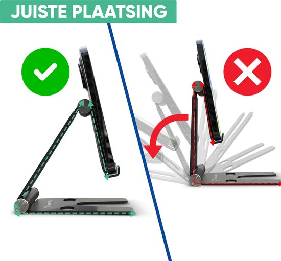 Serve Phone Stand XL - Aluminiumhalterung für Handy & Tablet - Telefonhalterung für den Schreibtisch - Zusammenklappbarer Telefonständer TTH105 - Schwarz