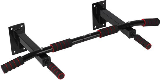 TTD® Premium Klimmzugstange - Klimmzugstation - Wandklimmzugstange - Dip Station - Dip Bars - Home Sports - Home Fitness - Hochwertige Materialien - Extra stabile Befestigungsteile - Home Workout - Schwarz/Rot