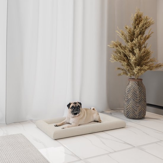 CozySense® Orthopädischer Hundekorb - 75 x 45 cm - Größe M - Bouclé-Stoff - Wasserdichtes Hundebett mit waschbarem Bezug - Als Sitzkissen geeignet - Weiß