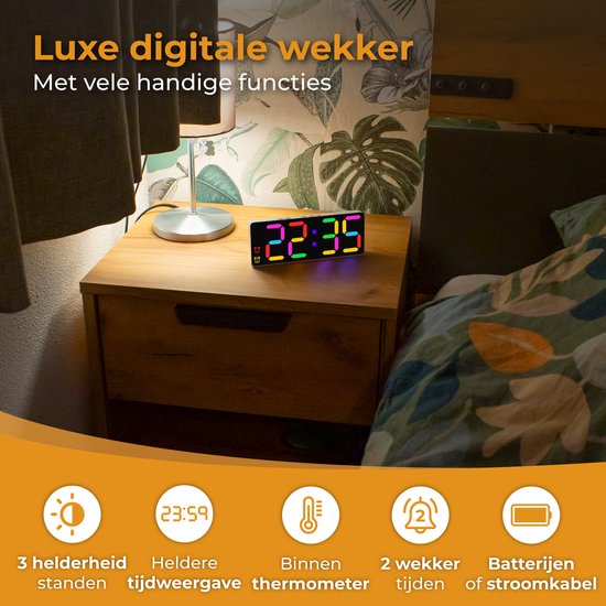 Nuvance Digitaler Wecker - Digitaluhr - Wecker für Kinder & Erwachsene - Reisewecker - Schlafzimmer - Led Wecker Digital