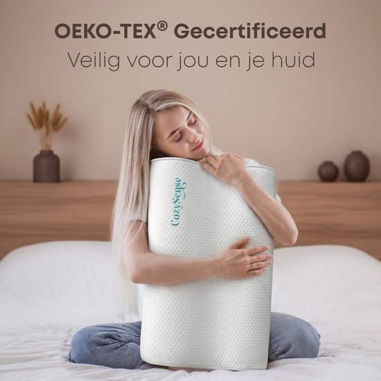 CozySense® Kopfkissen - Orthopädisches Kopfkissen - Ergonomisches Kopfkissen - Memory Foam Schlafkissen - Inkl. Kissenbezug & Tragetasche - Weiche Festigkeit - für Seiten-, Bauch- und Rückenschläfer