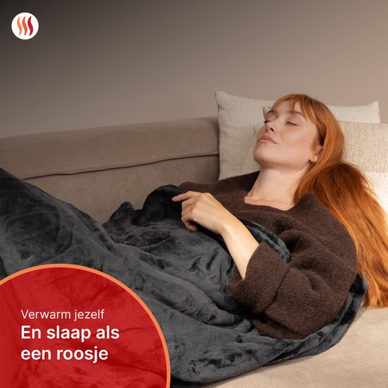 Seranova Electric Blanket Light - 160x120 cm - 1 Person Wärmedecke - Doppelseitiges Fleece - Kuscheldecke - Grau